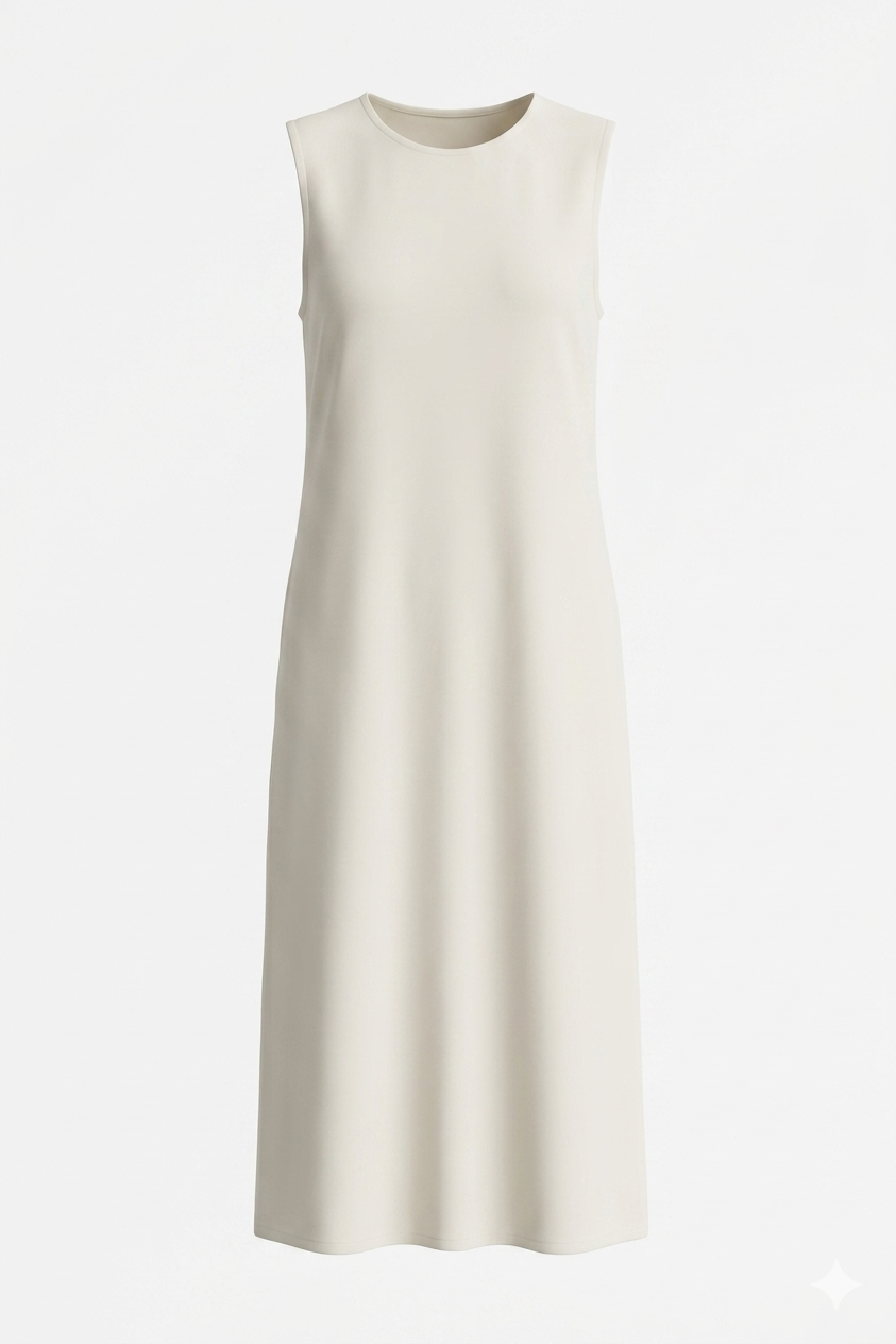 Linen Basic Dress-beige